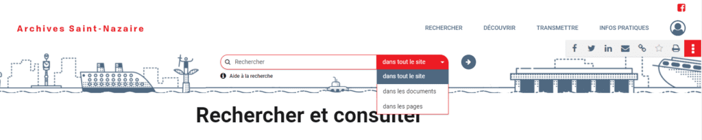 Bandeau haut de page recherche globale