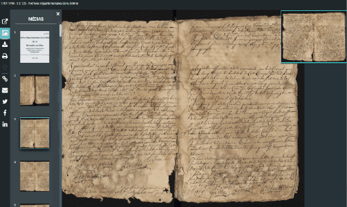 Exemple d'une page du visualiseur sur un document d'archives