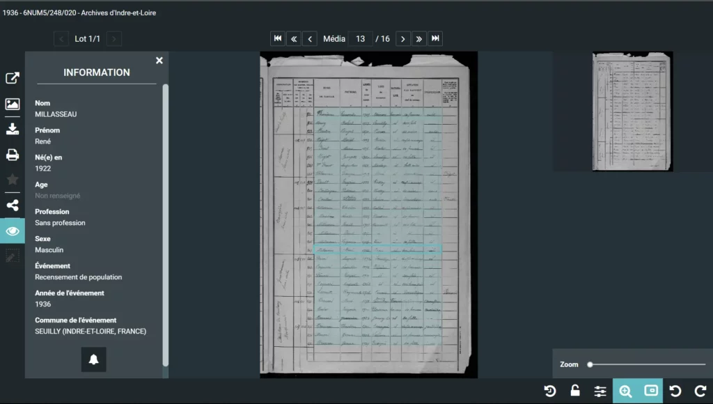 Copie écran du visualiseur d'archives numérisées dont la page a été annoté par les internautes.