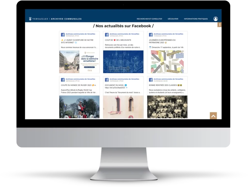 Capture d'écran des actualités de la page Facebook des AM de Versailles