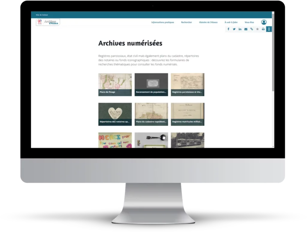 Copie écran de la page de recherche des Archives d'Alsace