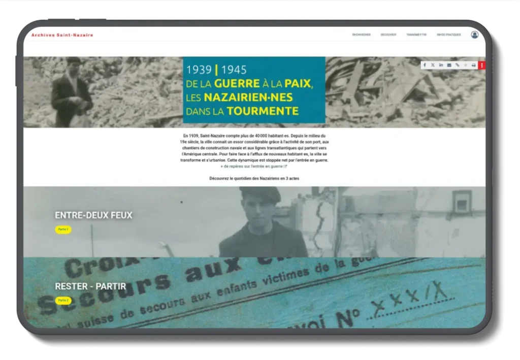 Visuel de l'exposition virtuelle Guerre et Paix des Archives de St Nazaire