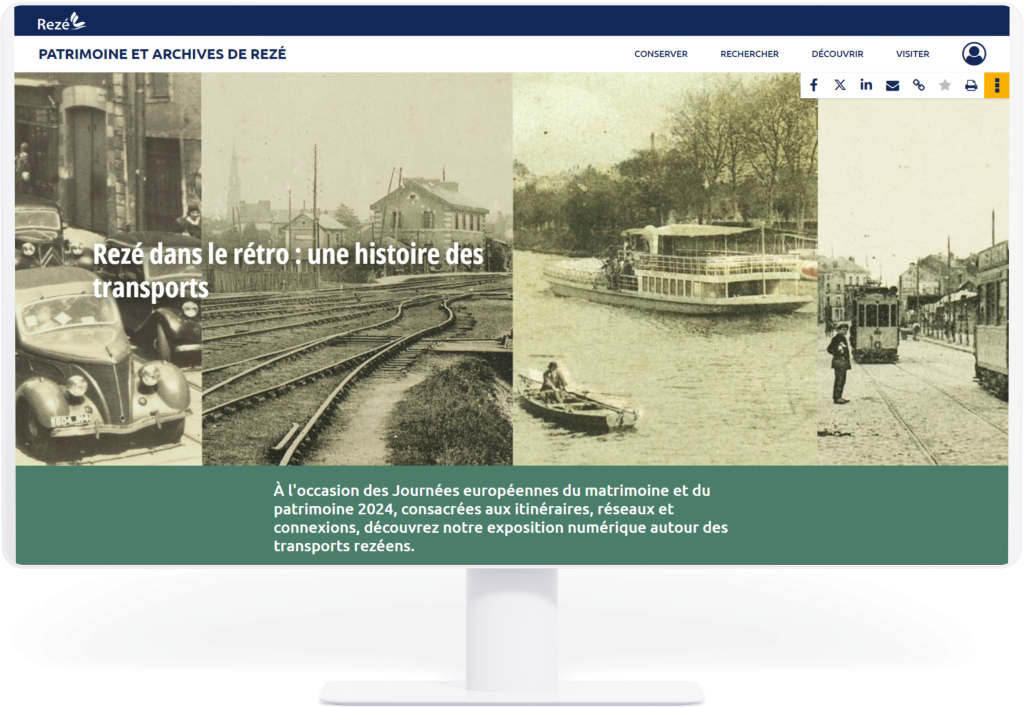 Capture écran de la page d'accueil du portail d'archives de Rezé