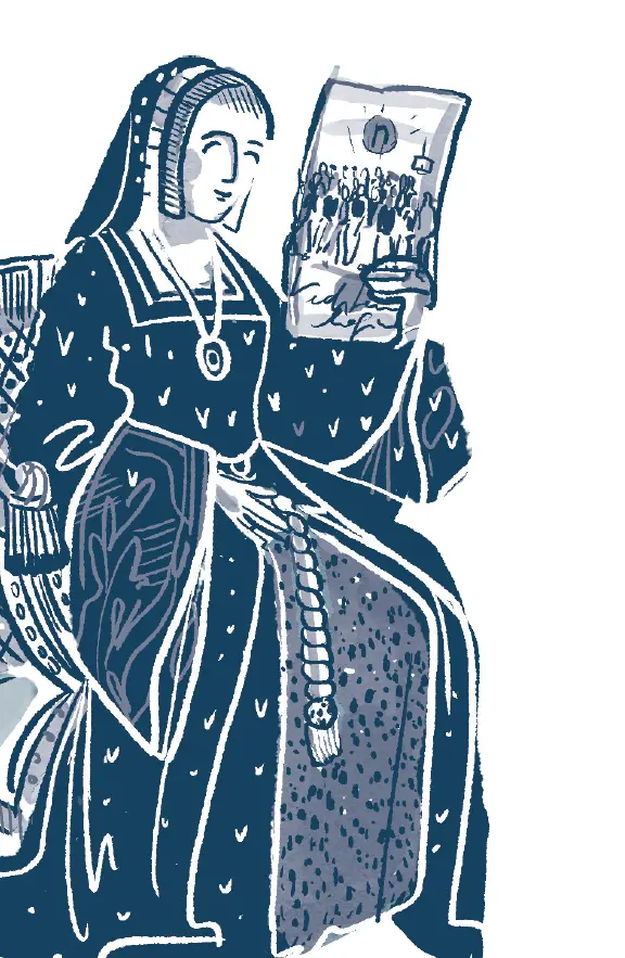 Portrait d'Anne de Bretagne par Anne Sophie Loret pour l'illustration du forum des archivistes