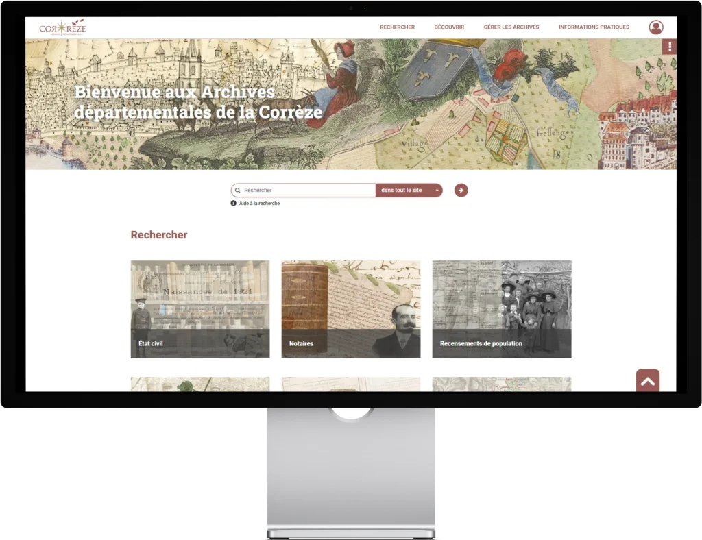 page d'accueil du portail des archives départementales de la Corrèze