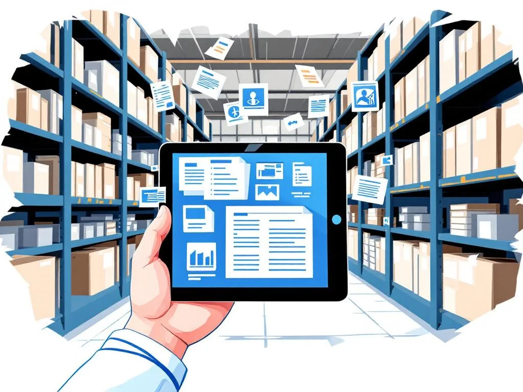 Illustration d'un logiciel qui intègre des archives, généré par l'IA